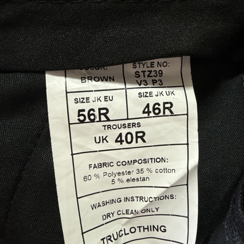 Men's TruClothing Vintage Collection 46R Blazer 40R Pants Brown & Black Preowned - Picture 12 of 12